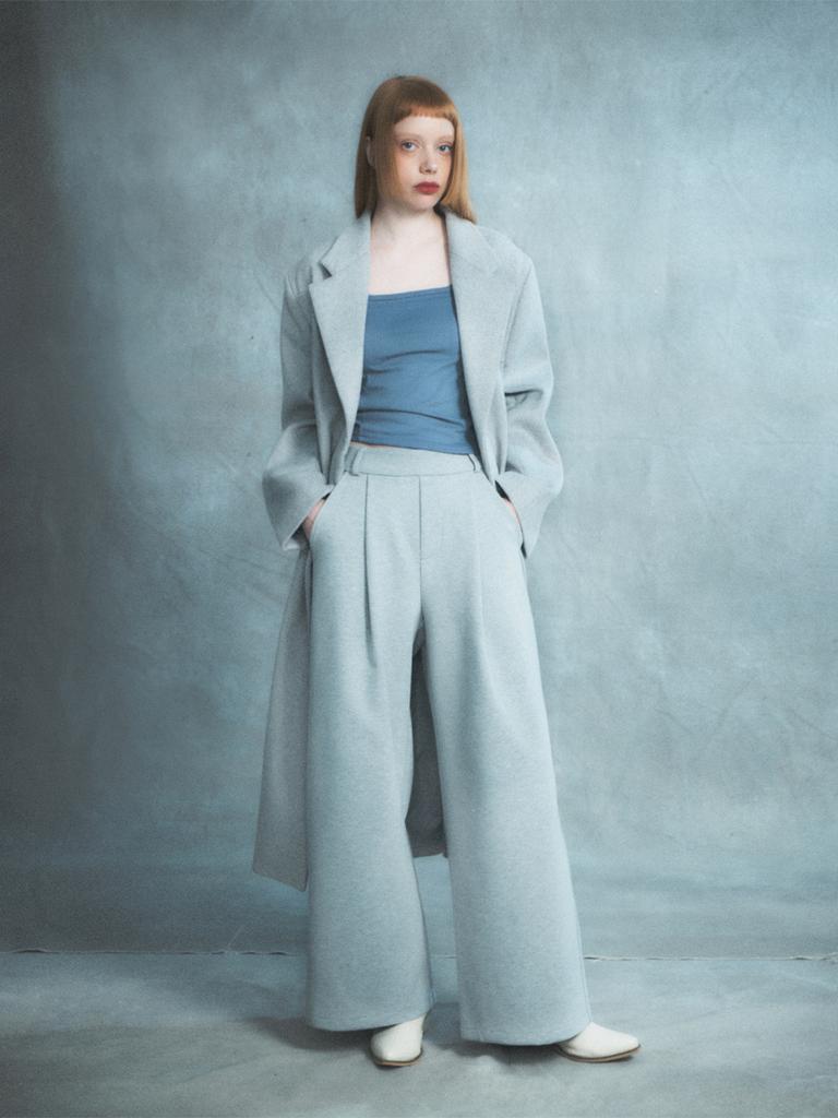 RENNESMIA Elastic Waist Wide Pants_Gray