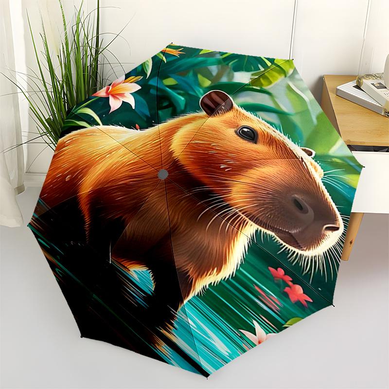 

Capybara Themed Travel Umbrella-8 Ribs Automatic Opening and Closing, Portable Folding Design, Compact and Stylish Umbrella Suitable for Out