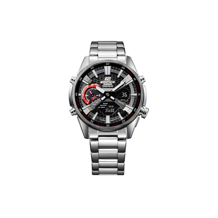 CASIO Men EDIFICE Black Watch ECB-S100YD-1APR-person Silver Watch Case