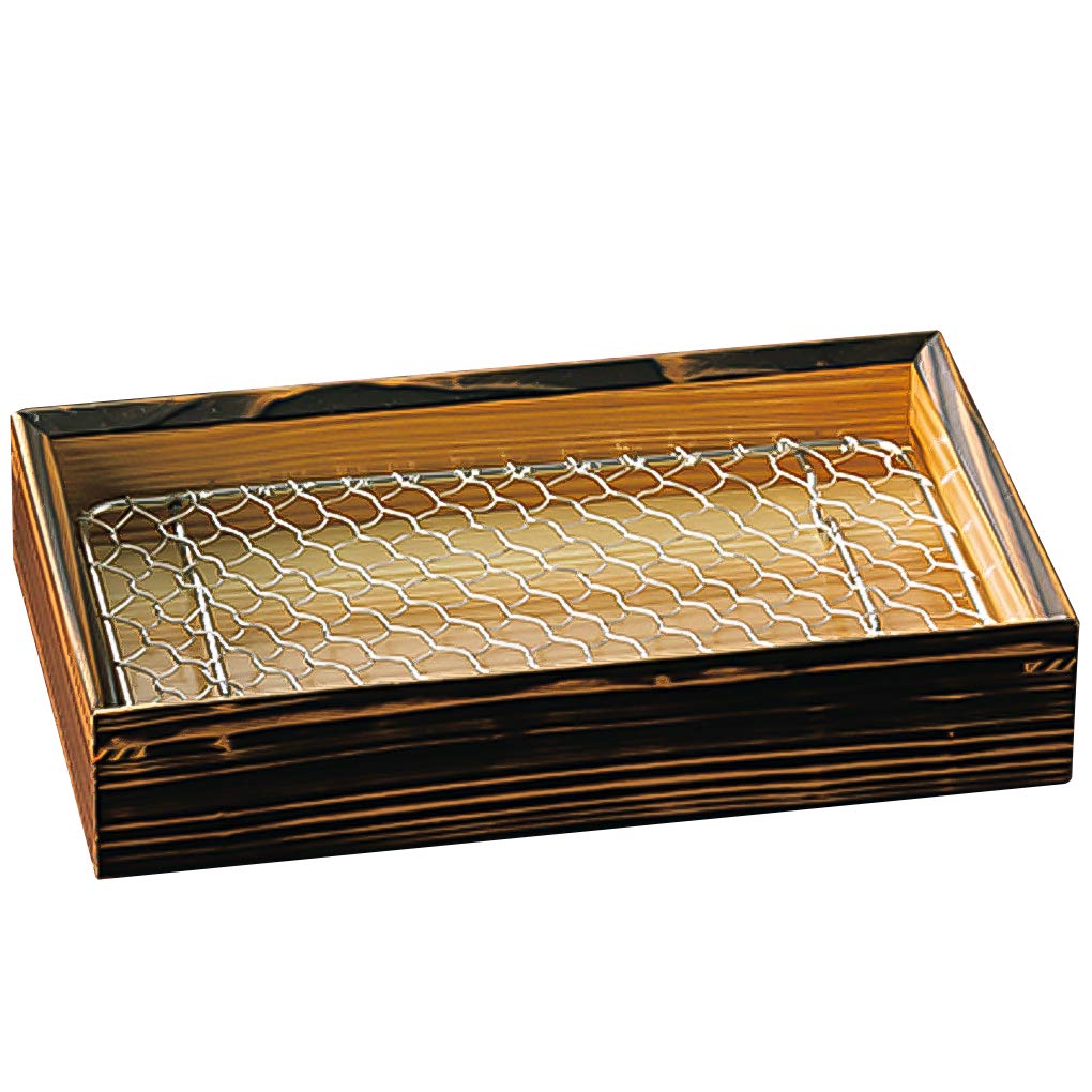 

Yamako Charred Cedar Tempura Serving Plate with Stainless Steel Dish, Clear Interior, 18273