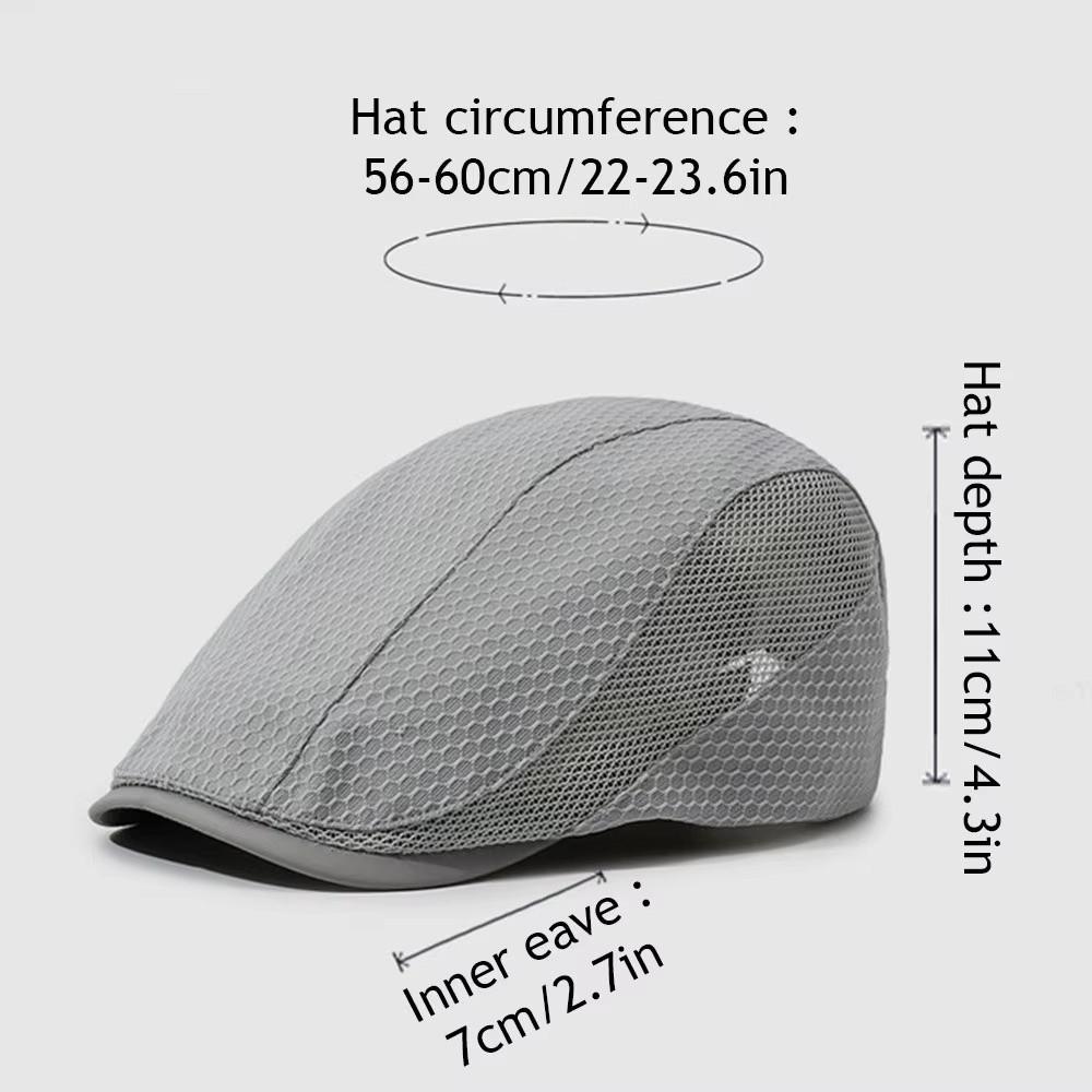 Vintage Solid Color Newsboy Caps Sun Protection Mesh Breathable Beret Hats Adjustable Peaked Hat Women