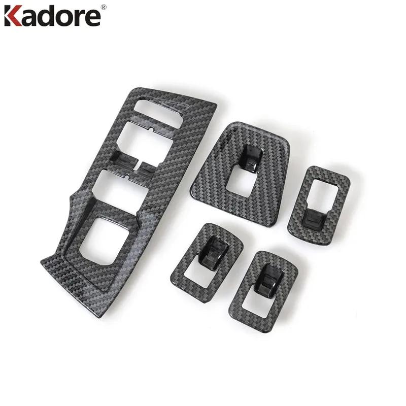 Car Door Armrest Window Lift Switch Button Panel Cover Trim For Volkswagen VW Tiguan 2017- Carbon Fiber Interior Accessories