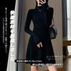 PHOLEEY Knit Dress with Fishtail Half Short Long Perfect for and Office Women's Skirt, Turtleneck, Slimming, Length, Sleeves, Fall/Winter, Elegant,