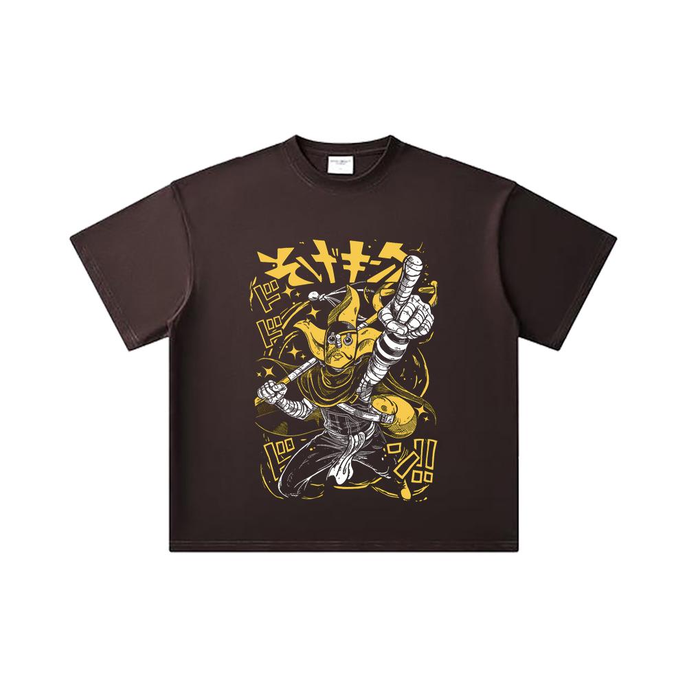 260 GSM Double Yarn 32 Count 100% Cotton One Piece V77 Sogeking Print Unisex Heavy Cotton T Shirt