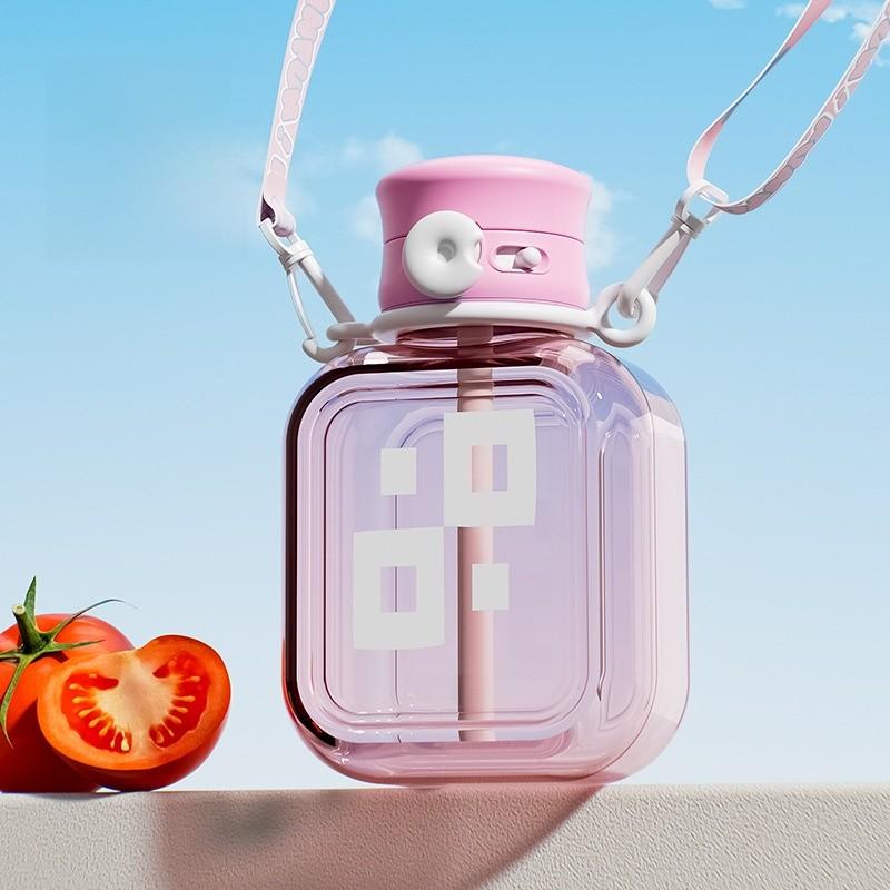 Portable Creative Water Bottle With Straw And Leakproof Seal For Office And Outdoor Use