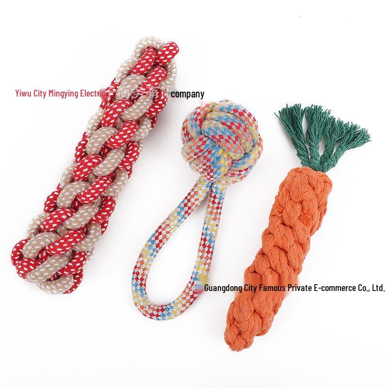 Durable Dog Flying Disc, Ball, Rope, and Carrot Teething Toy Set for Puppies.