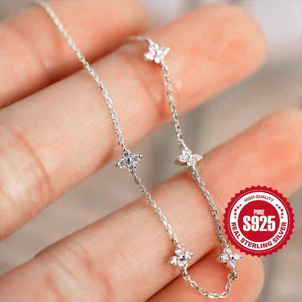 CANNER European American Style Eight-Pointed Star Zircon Bracelet S925 Silver Personality Simple Versatile Bracelet