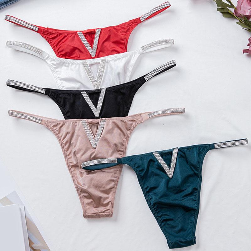 

Женское нижнее белье-бикини с низкой посадкой, женское нижнее белье со стразами, сексуальные трусики, шелковистые бесшовные трусы, трусы с блестящими бретельками