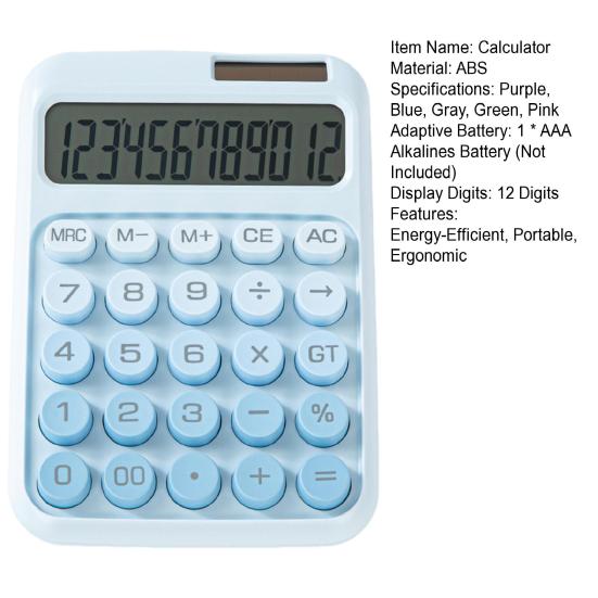 Mechanical Switch Calculator 12 Digits Large LCD Display Desktop Calculator Ergonomic Design Calculators for Teachers Students Office Home School