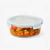 Hermetic round glass container 620 ml for food, salad, lunch, soup