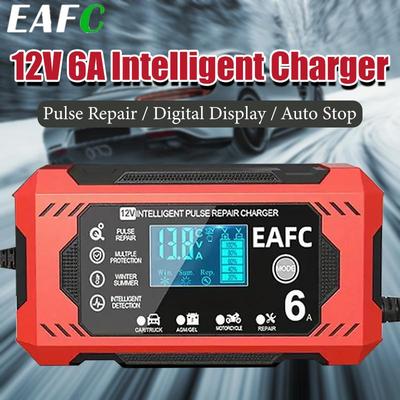 12V 6A Car Battery Charger Smart Battery Trickle Charger for Car, Truck Motorcycle Lawn Mower Marine Lead Acid Charger
