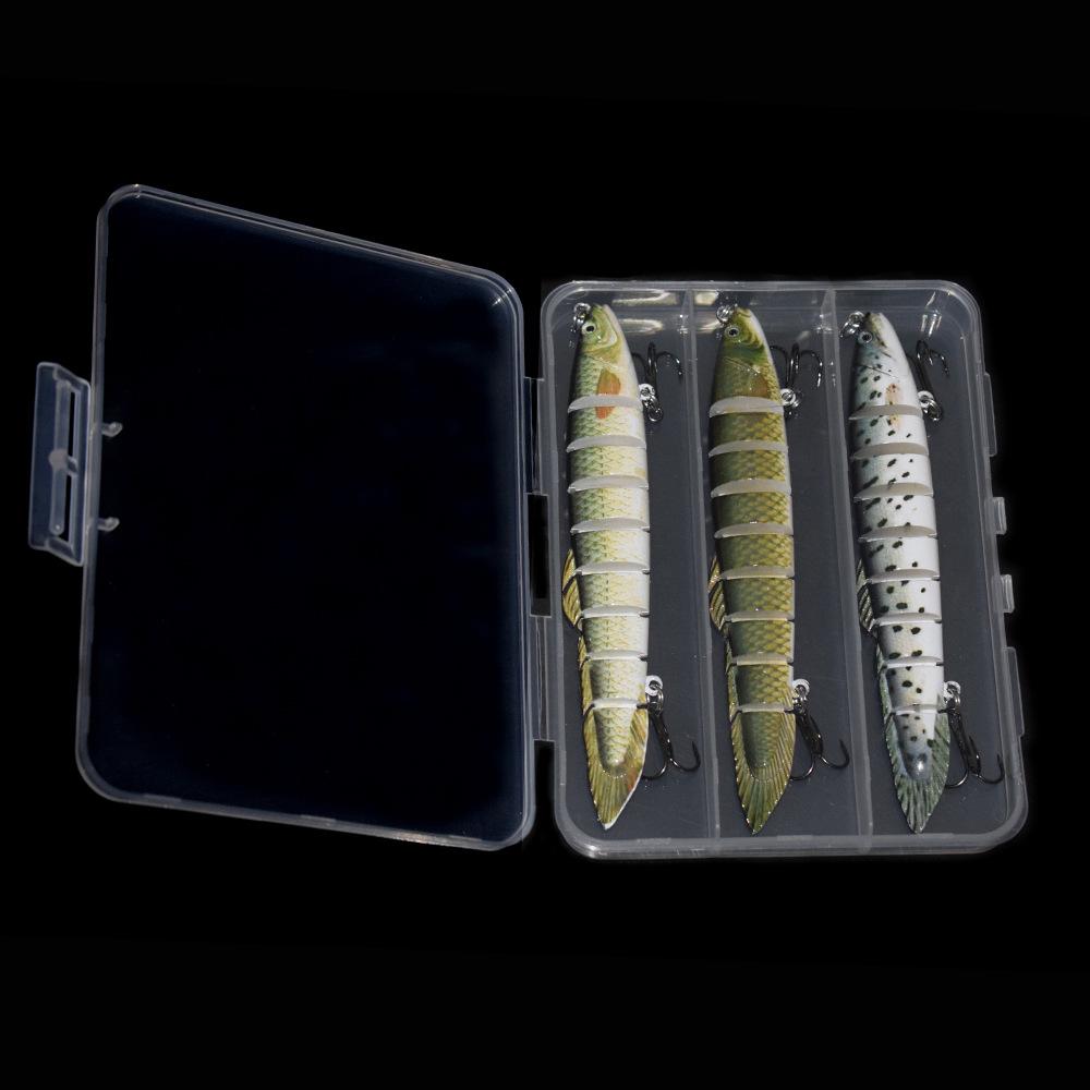 3 Sets Multi-Section Fish Artificial Hard Bait Crank Lure Loach Luya Simulation Bionic Beak Bait Hooks Stainless Steel Boxed