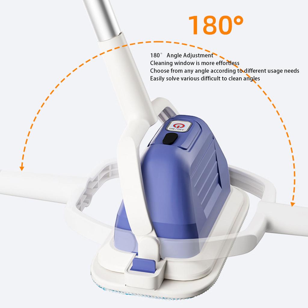 Electric Window Cleaner Removable Head Telescopic Pole 180 Degree Angle Adjustable Rechargeable Cordless Window Wiper for Glass