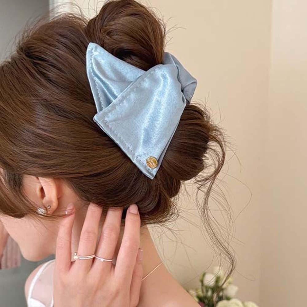 Elegant Cloth Hair Claw Plastic Women Hairgrips Versatile Satin Triangle Shark Clip Party