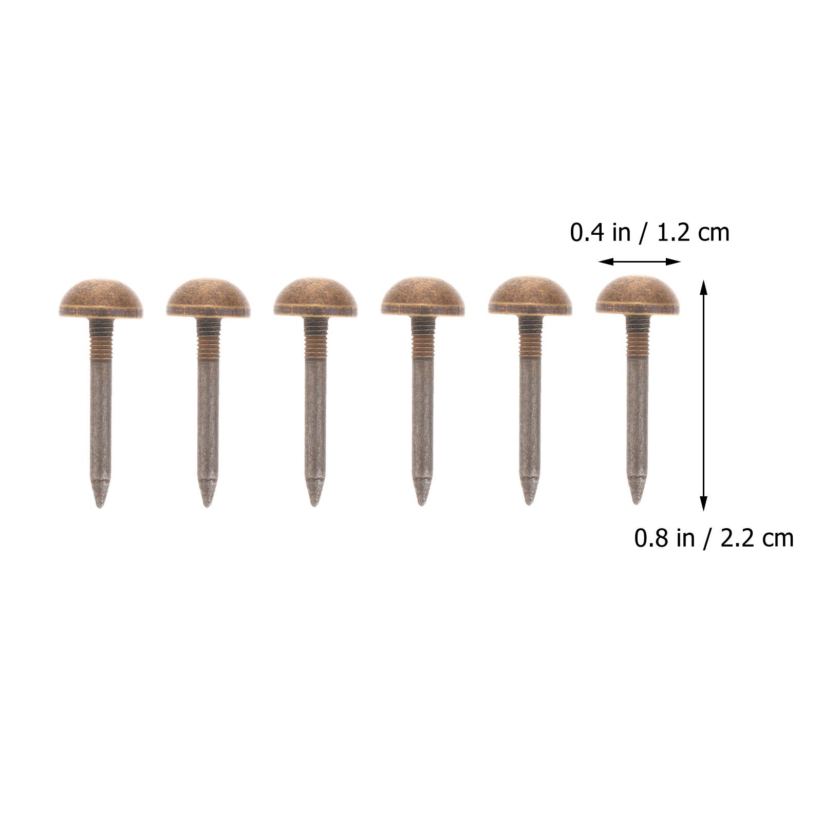 

20Pcs Copper Furniture Nails Decorative Upholstery Pins Half Round Head Sharp Entry Striped Shank Anti-Loosening for Wood Craft коричневий
