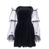 Vintage Lace Gothic Dress Women Party Sexy Hollow Black Mini Dresses Harajuku plus size Female Mesh Dress