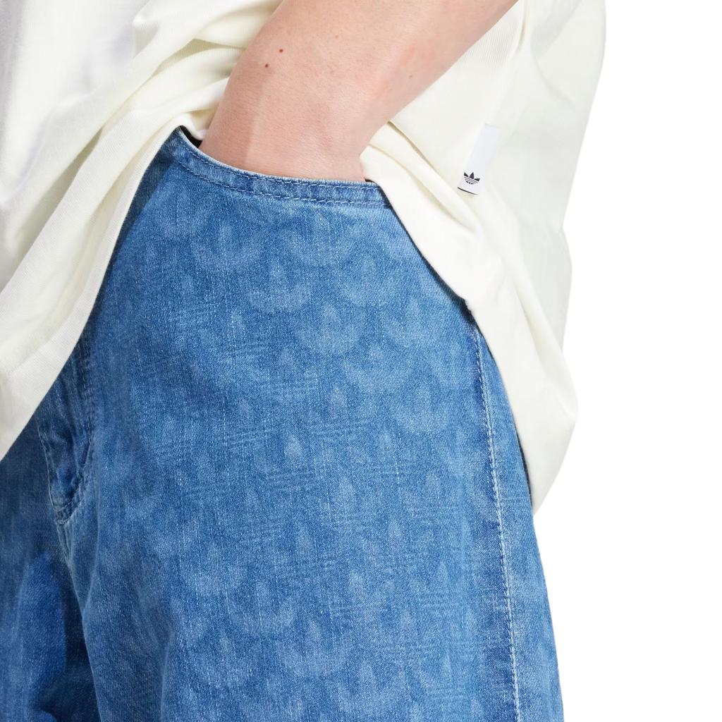 Adidas Originals Pattern Print Mid-Rise Straight Leg Casual Pants Men Bottoms Blue IX6720