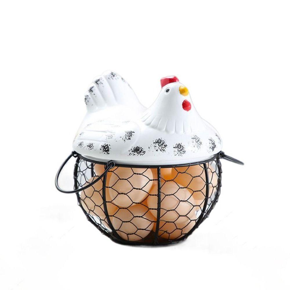 Rustic Hollow Egg Container With Cover Chicken Storage Rack Portable Hen Egg Basket  Fruit Basket