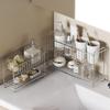 Stainless Steel Double Layer Kitchen Cutlery & Bathroom Drain Basket, Punch-Free Storage Rack for Cosmetics & Household Items