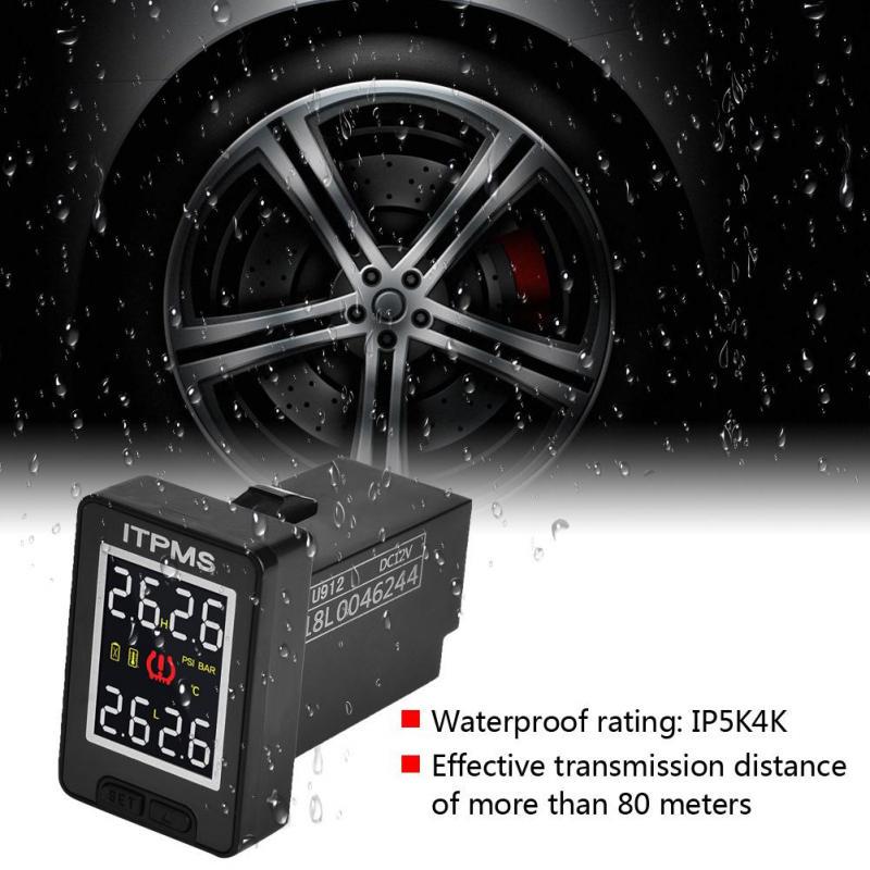 A//A MOTINGDI sistema de monitoreo de presión de neumáticos de coche inalámbrico LCD pantalla digital neumáticos de coche advertencia temperatura TPMS monitor con 4 sensores externos