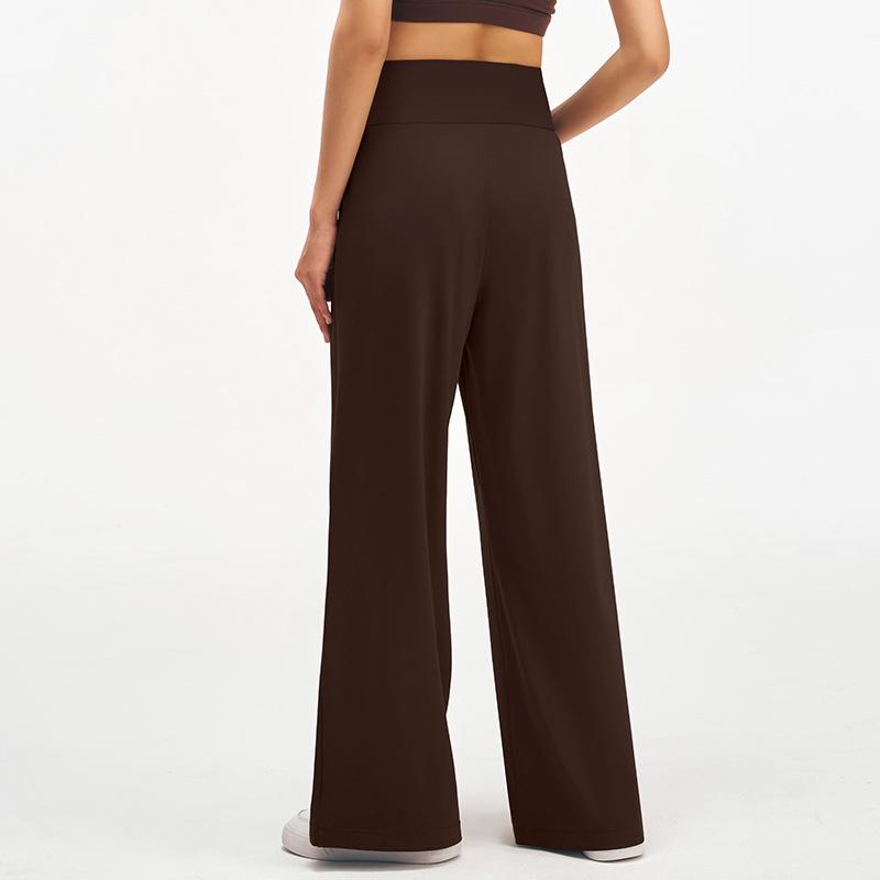 Women's Wide-Leg High Waist Summer Yoga Pants - Lightweight, Loose Fit, Straight, Long Sports Pants for Fitness & Casual Wear.