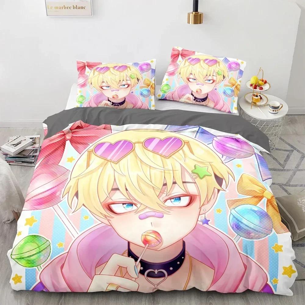 3D Anime Tokyo Avengers Manjiro Sano Bedding Set Duvet Cover Sheet Printed Pillowcase Bed Full Queen King Size Comforter Bedroom 135x200cm
