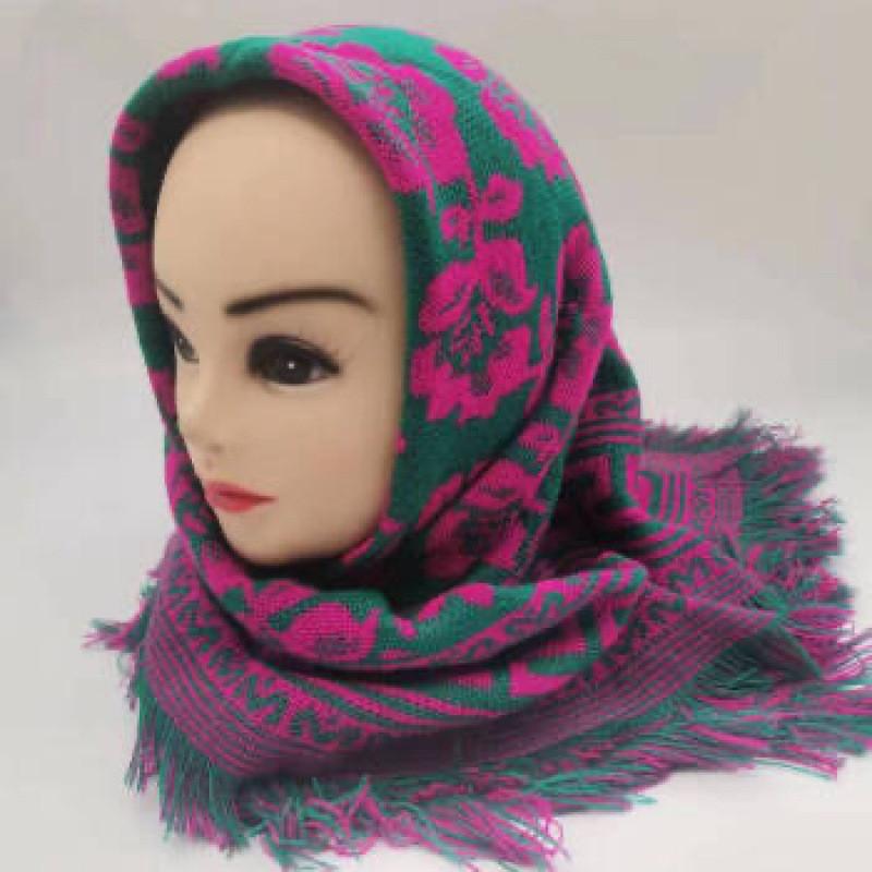 Ethnisch Stil Damen Quadratisches Tuch Mit Blumenmuster Warmes Winteraccessoire Für Damen Mittleren Alters