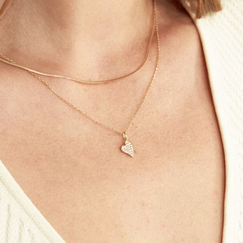 LUNNE 14k Heart Pave Pendant (14k Gold) #LFP07