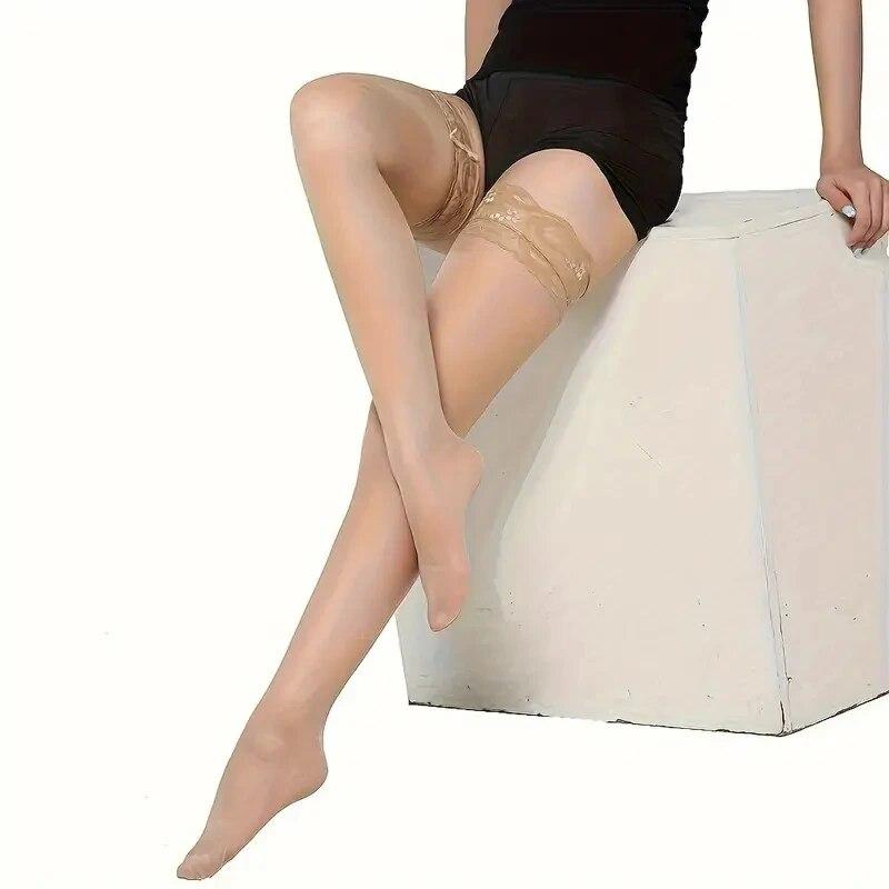 1 Pairs Lace Trim Thigh High Stockings Smooth Over The Knee Socks Women'S Stockings & Hosiery