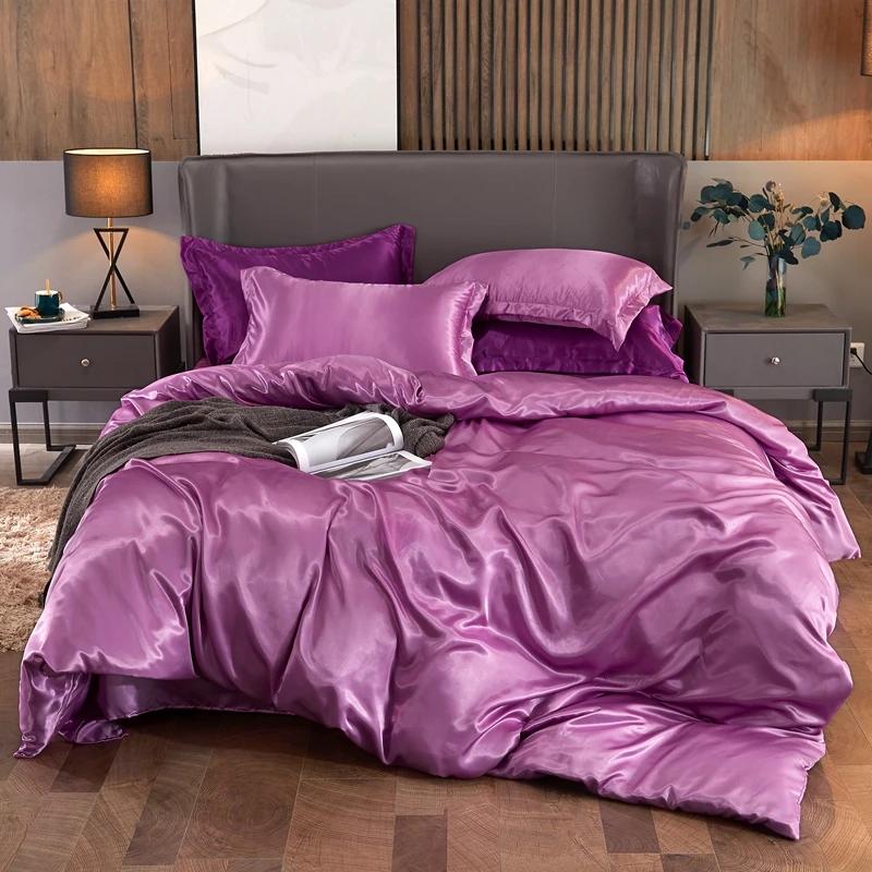 Luxury Rayon Bedding Set Solid Color Luxury Bedding Kit Satin Duvet Cover Set Bed Set Pour Lit Double,Queen,King,2pcs/3pcs/4pcs