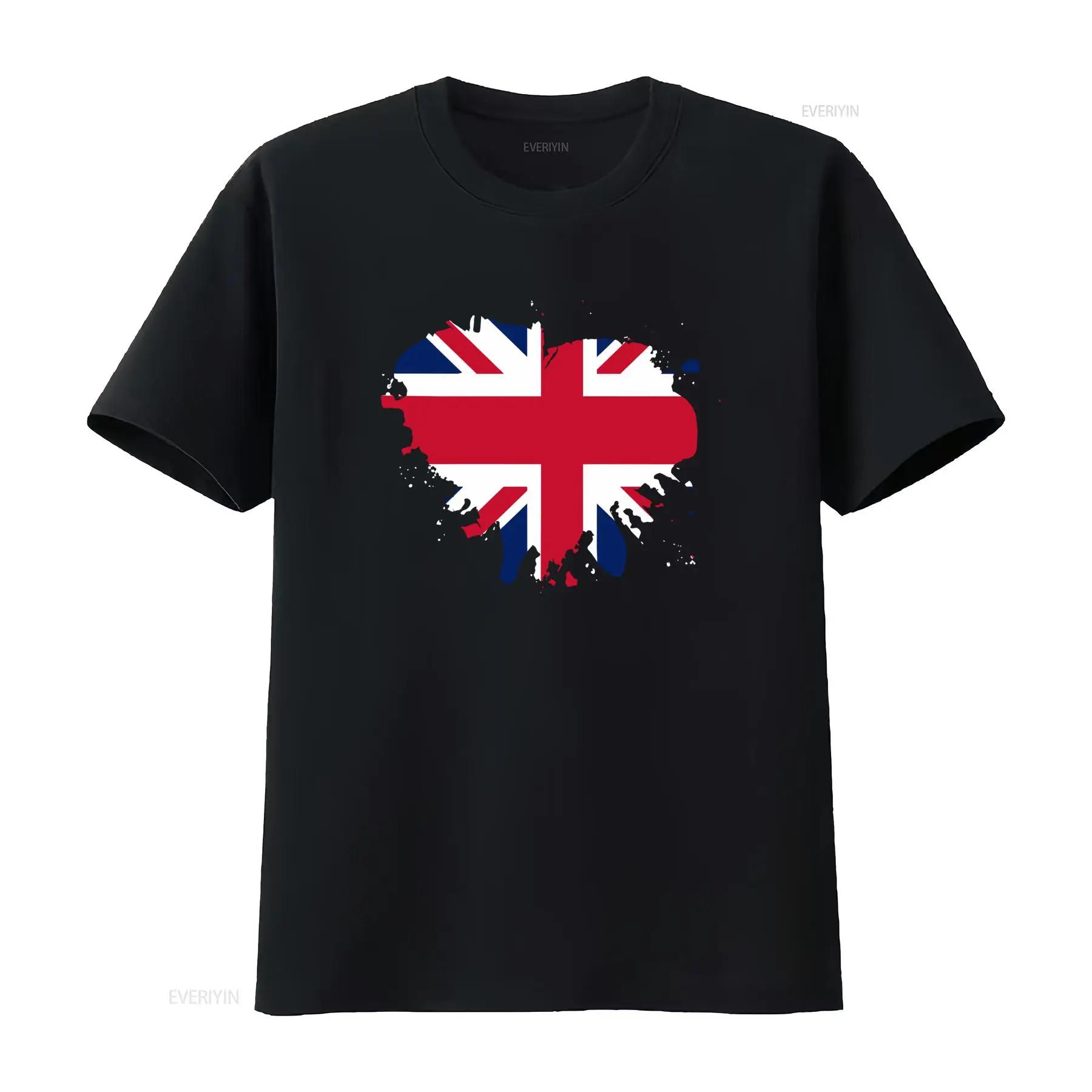 

Union Jack T Shirt Heart Shaped UK Flag Design Show Your Patriotism for Britain England United Kingdom vintage Washed Casual 5XL різнокольоровий