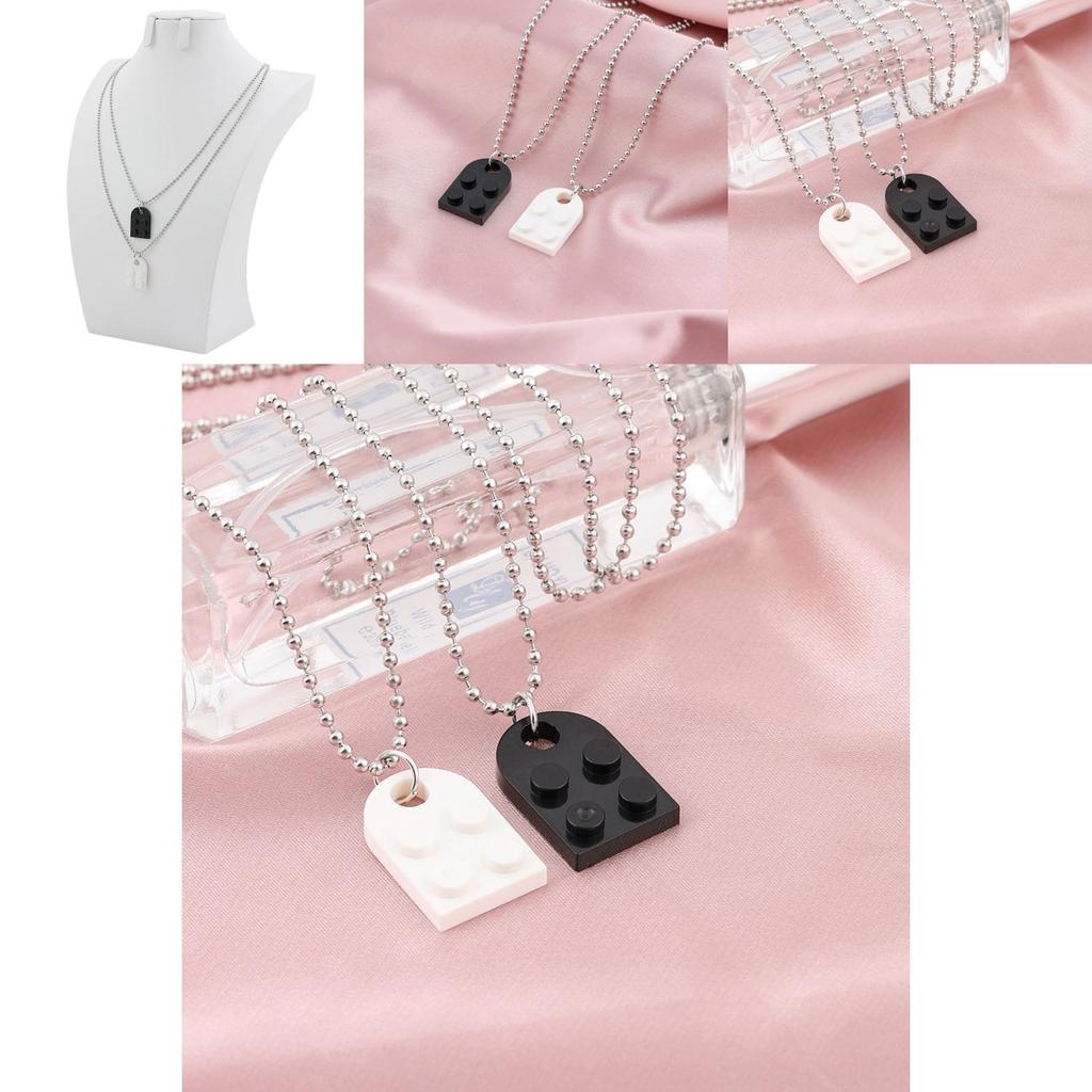 Creative Geometric Couple Necklace Set With Unique Black And White Design For Stylish Fashion Lovers