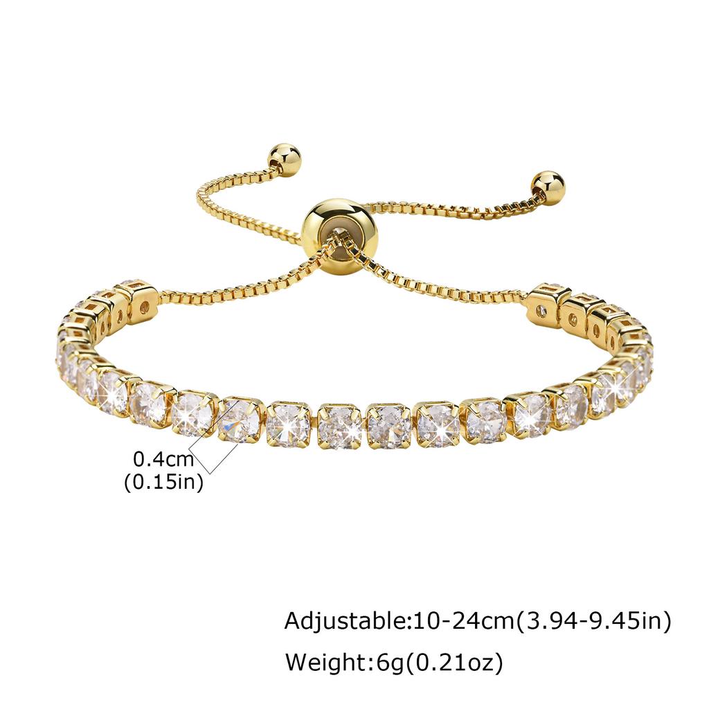 Luxury Shiny Cubic Zircon Stainless Steel Bracelet for Women, Waterproof Tennis Chain Openable Bangle, Fashion Elegant Jewelry