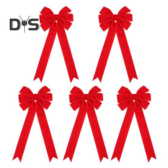 

5 шт. рождественские бархатные банты, праздничные украшения для елки, венок из бархатной ленты, бант для упаковки подарочной коробки, сделай сам красный