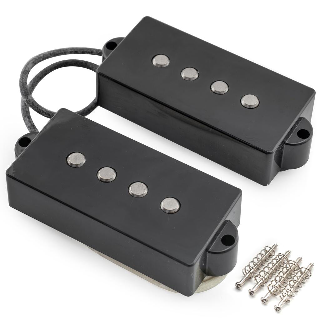 Musiclily Pro Alnico 5 Precision Bass Pickup Split for Precision Black PB-60S Set, Coil, 10.5K, 4-String Bass,