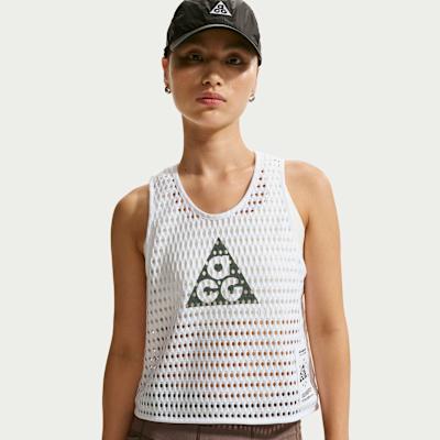 Nike ACG Running Tank Tops Women s White/Coal Black Crew Neck Moderate M