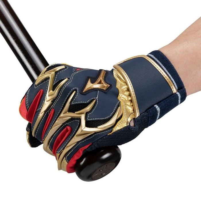 Mizuno Batting Gloves Mizuno Pro Silicone Power Arc DI Both Hands 1EJEA25014 (Navy x Gold/26.0/Men's)