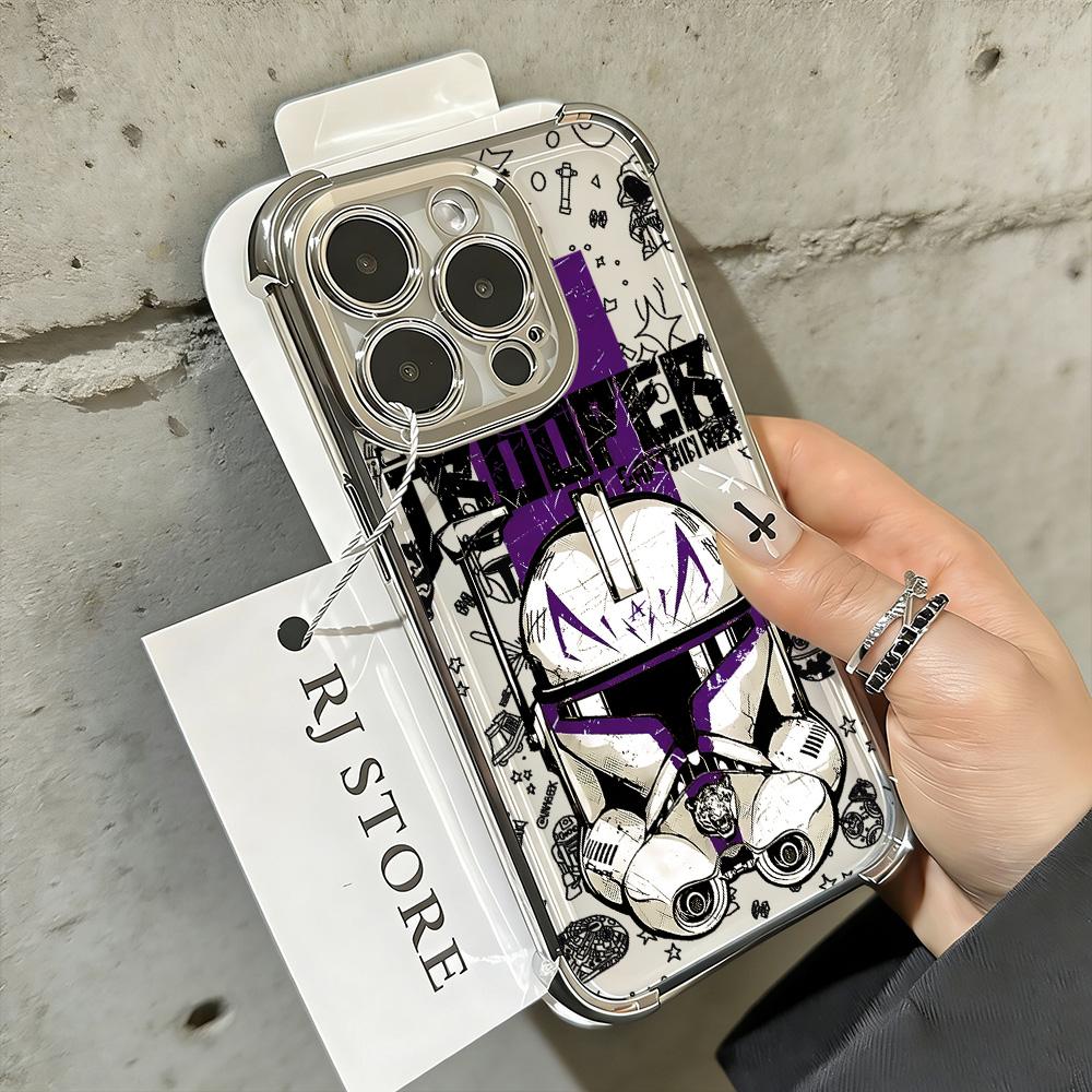 

Hot Stars W-Wars Plating Phone Case For Google Pixel 10 9 8 7 9a 8a 7a Pro XL 5G Anti Fall Airbag Pixel 9