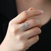 Fil de Vent Lotus Couronne Bague Bohème en Acier Titane pour Femme Cadeau de Mariage