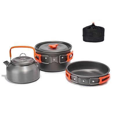 Set di pentole per escursionismo da campeggio Kit di pentole per picnic portatile all'aperto Set di padelle per pentole in allumina da viaggio