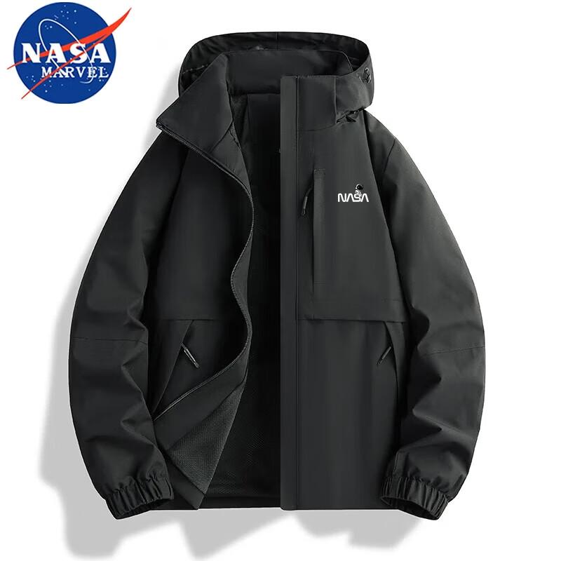 NASA MARVEL Herren Wasserdichte Windjacke mit Kapuze