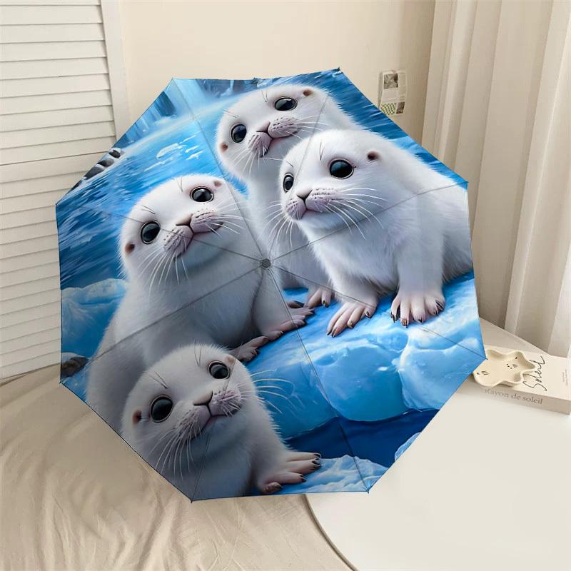 1PC Seal Pups Ice Umbrella-8-Rib Reinforced Portable Folding Travel Suitable for All Seasons Outdoor Daily Use Is an Ideal Choice -F332
