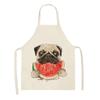 Aprons Cute Dog Printed Cotton Linen Kitchen Apron