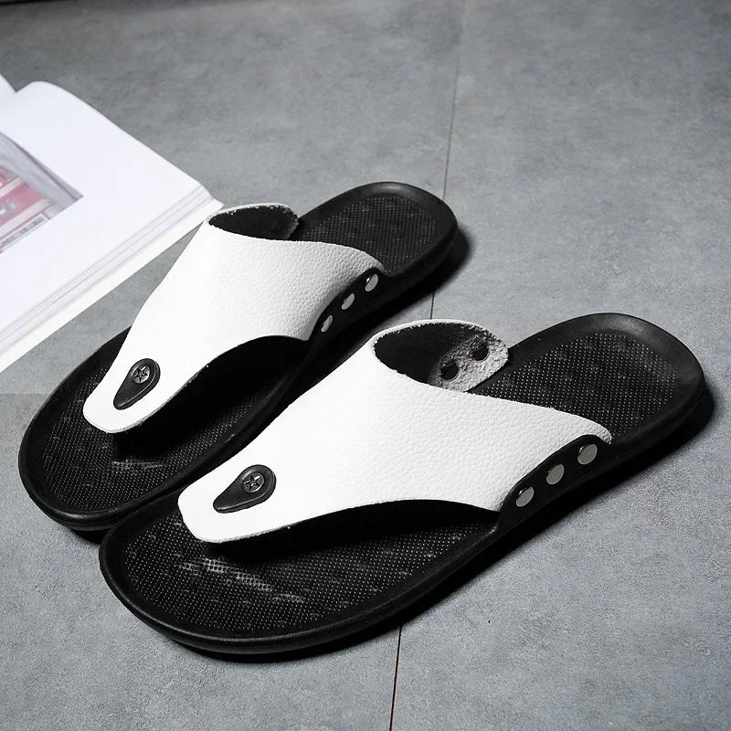 Fashion Summer Slippers Men Flip-Flops for Men Beach Slippers Brown Sandals Comfortable Shoes Non-Slip Bathroom Shoes Men Shoes
