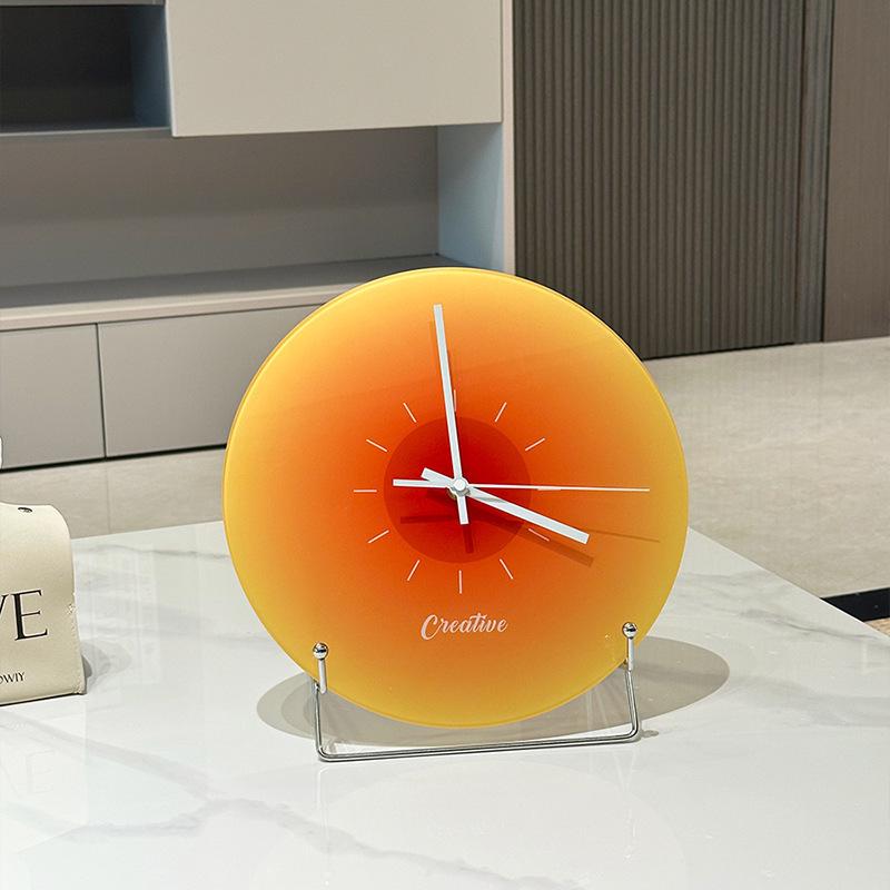 Retro Black Vinyl Record Sunset Wall Clock - Perfect for Living Room, Office, Desk, or Wine Cabinet Décor