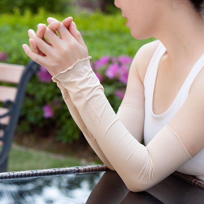 

Arm Sleeve Girls Thin Elegant Scar-Covering Lace 50 pure color Flat Ice Sleeve Skin Color One size