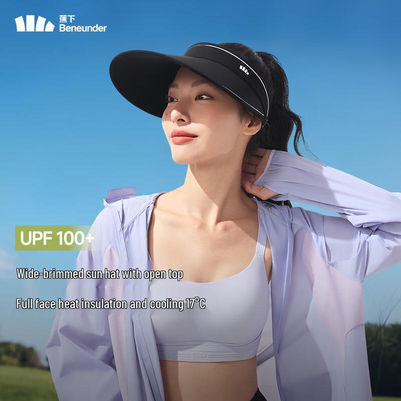 Beneunder Black Gel Topless UV Protection Sun Visor Hat for Women