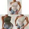 Streetwear Asymmetric Knit Tank Top With Scoop Neck For Spring Fashion