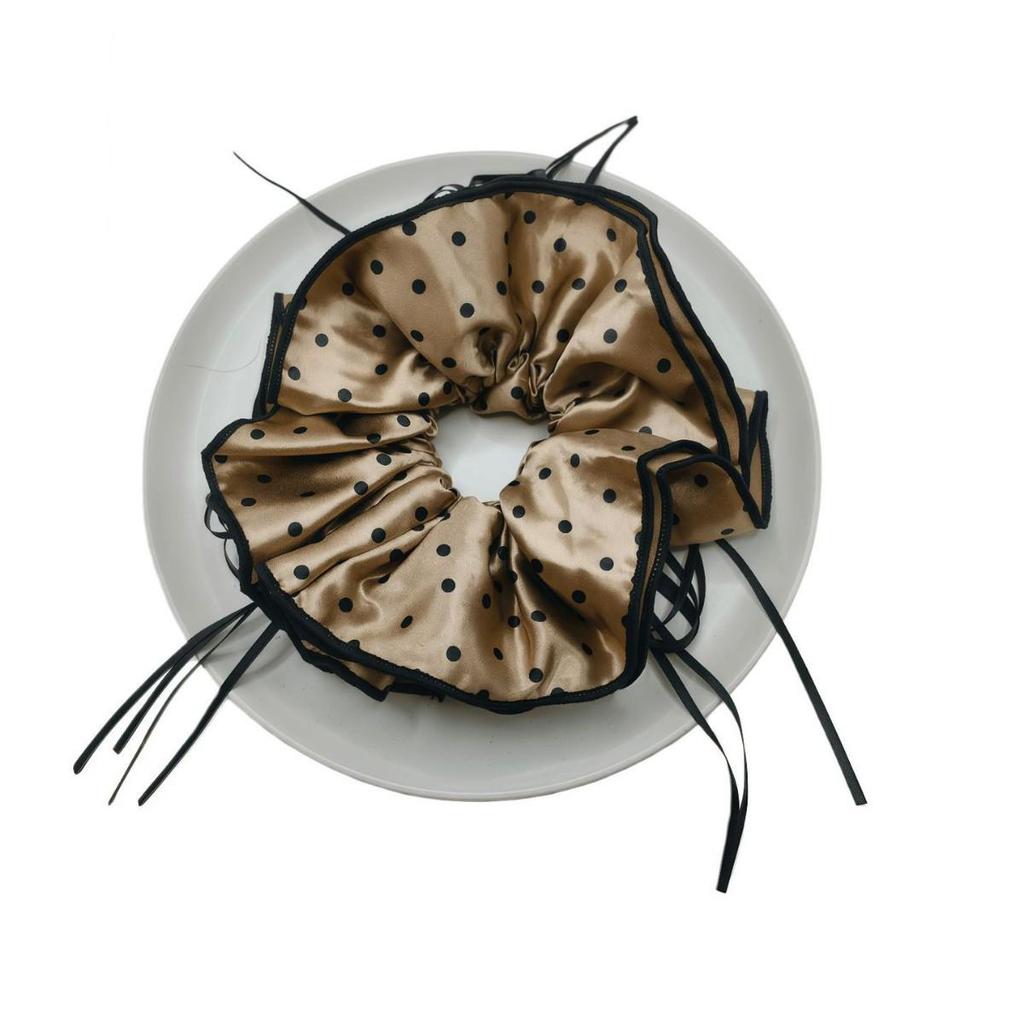 Korean-Style Oversized Polka Dot Bowknot Hair Tie – Elegant Versatile Hair Accessory and Ponytail Holder