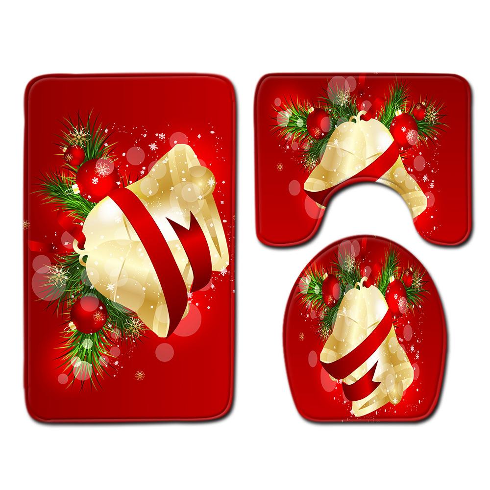 Christmas Bathroom Floor Mat Toilet Three-Piece Set